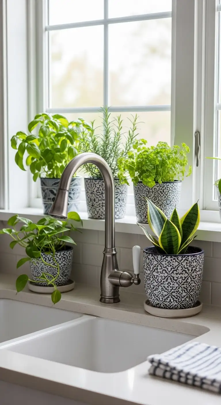 Place Fresh Greenery Near the Sink