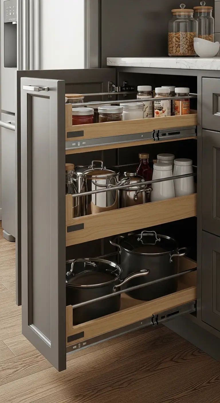 Pull-Out Cabinet Organizers for Deep Storage Access