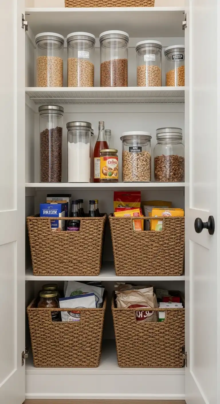 Rotate Seasonal Items Using Pantry Baskets Organization