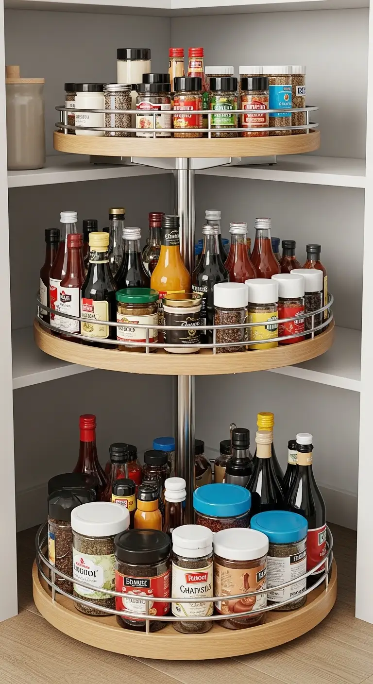 Rotating Lazy Susan Systems for Corner Pantry Optimization