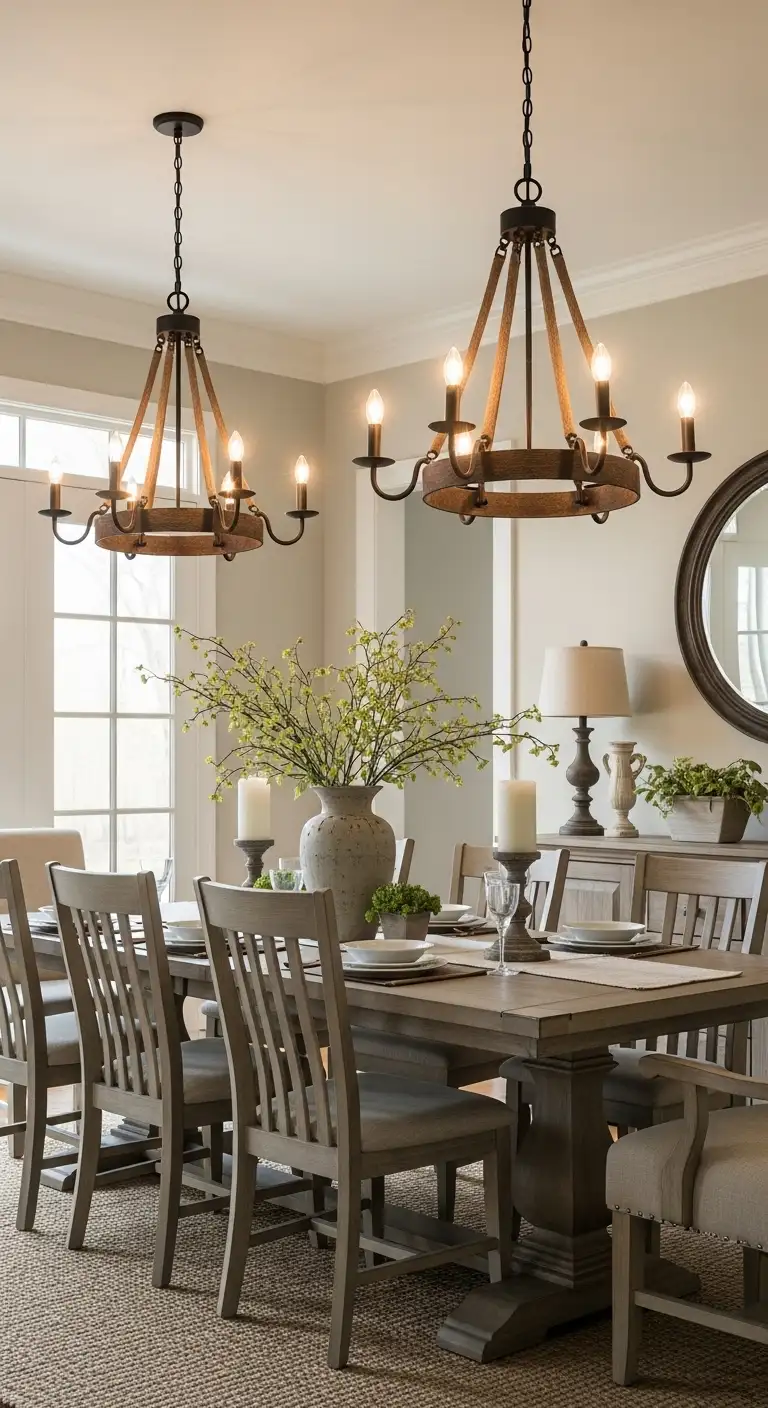 Rustic Chandeliers with Warm Ambient Lighting