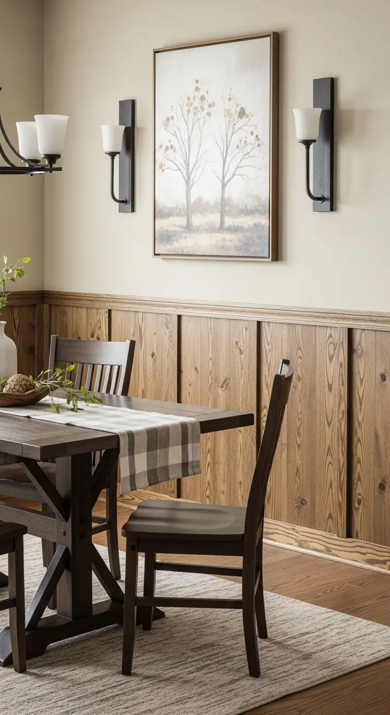 Rustic Wood Wainscoting Dining Room Natural Warmth