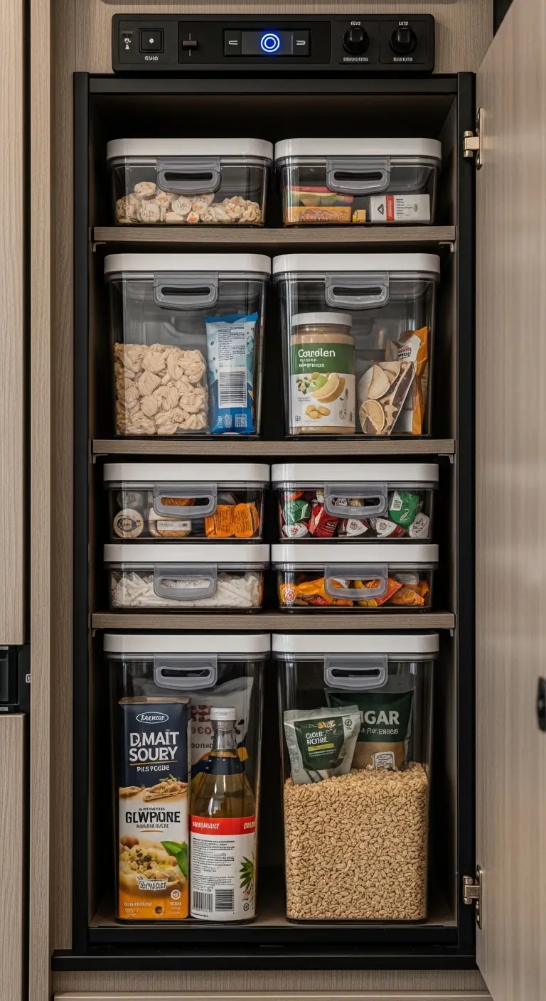 Stackable Containers for Efficient Camper Kitchen Organization