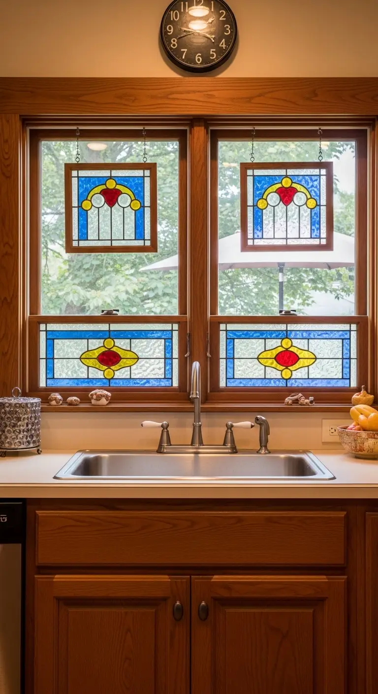 Stained Glass Kitchen Sink Window For Artistic Expression