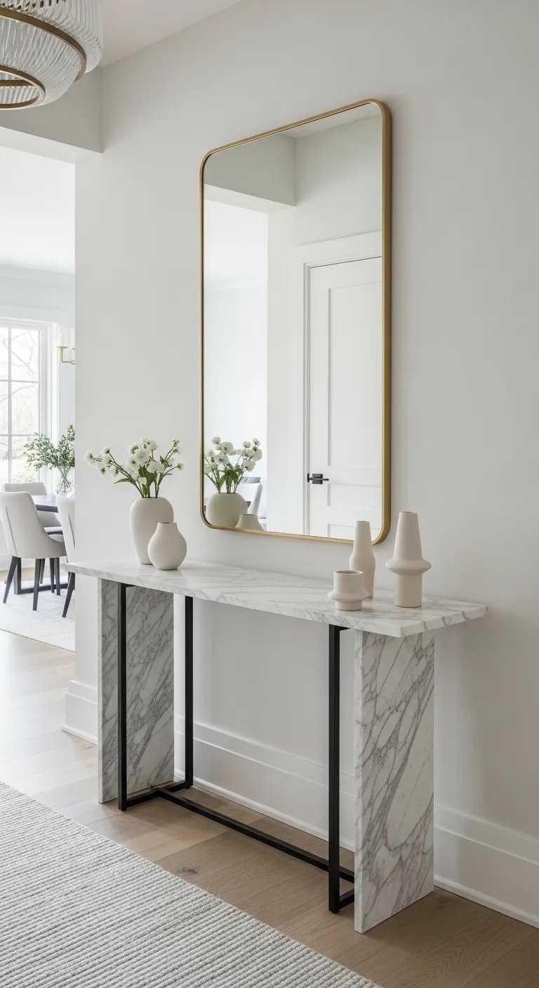 Statement Entryway with a Calacatta Marble Table Console