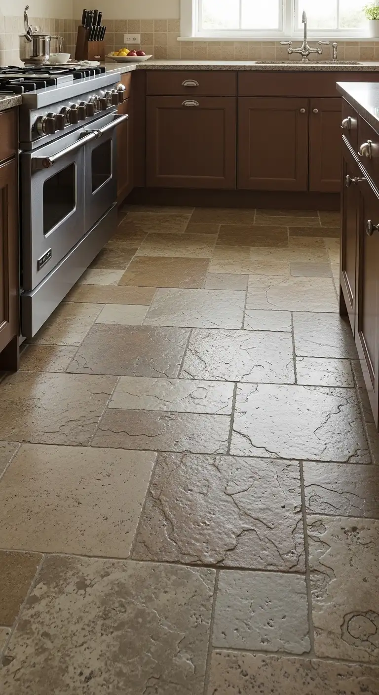 Stone Kitchen Tile Flooring for Natural Feel