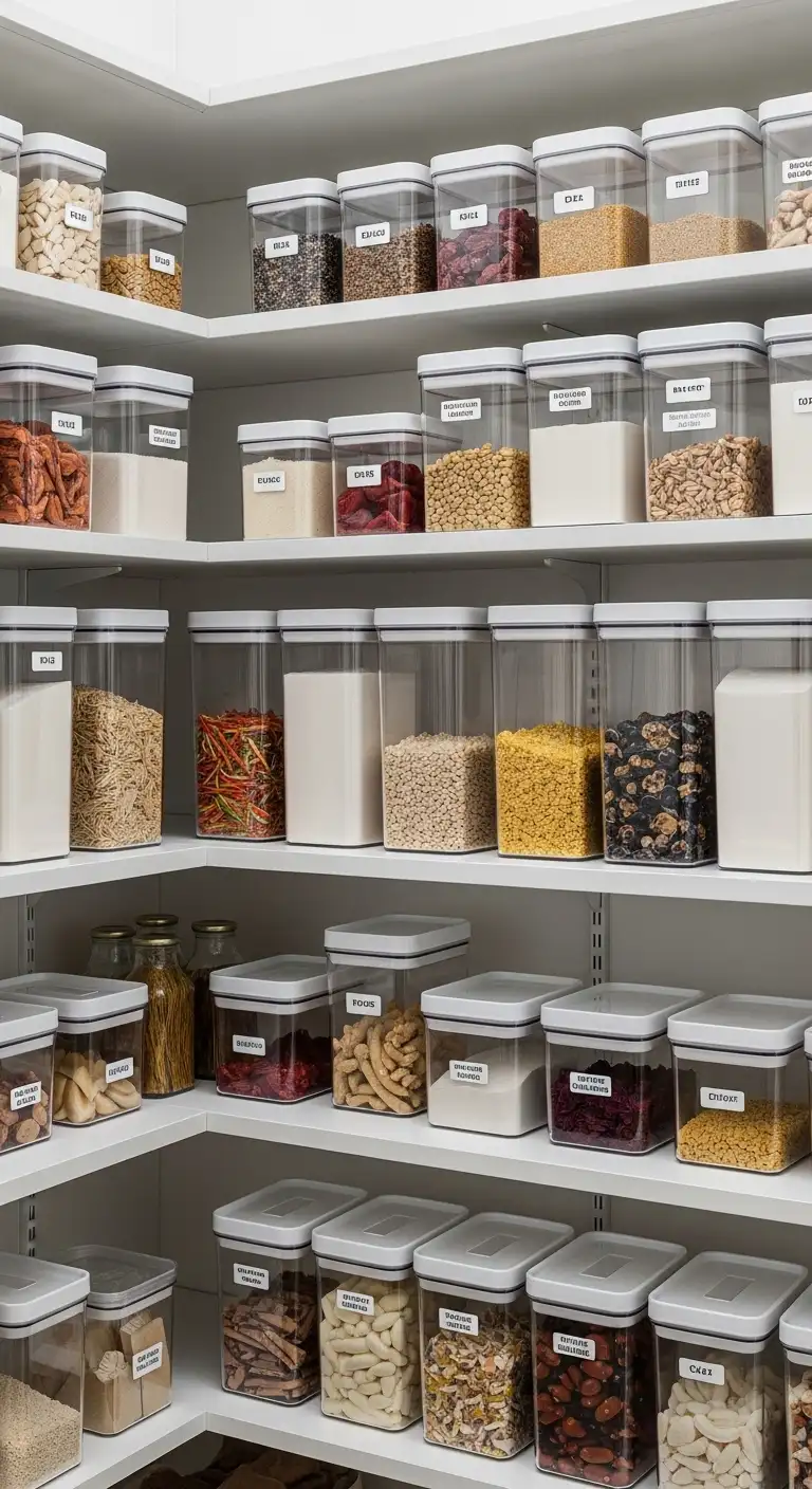 Transparent Container Pantry Organization Layout for Instant Visual Access