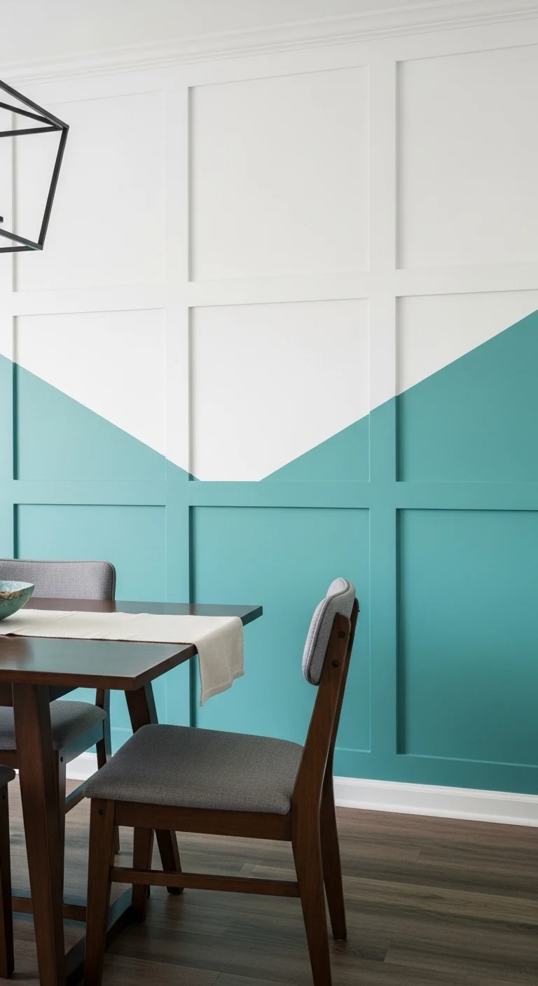 Two-Tone Wainscoting Dining Room Color Contrast Design