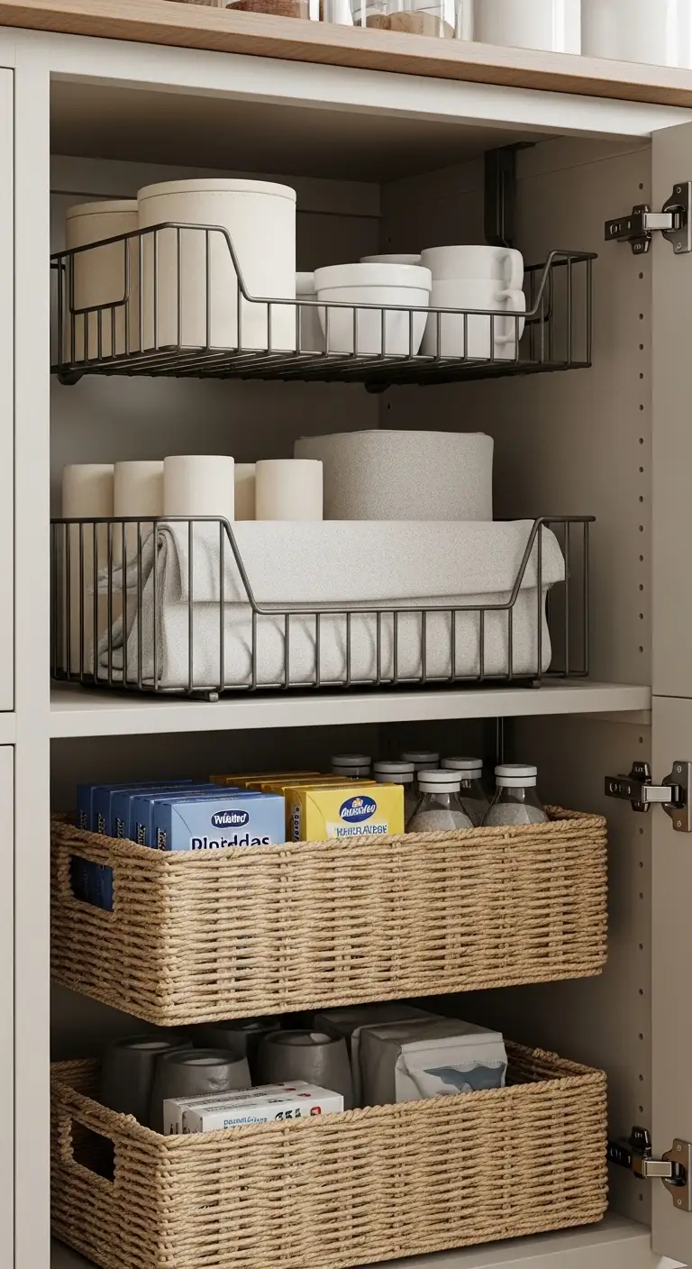 Under-Shelf Storage Baskets for Hidden Organization