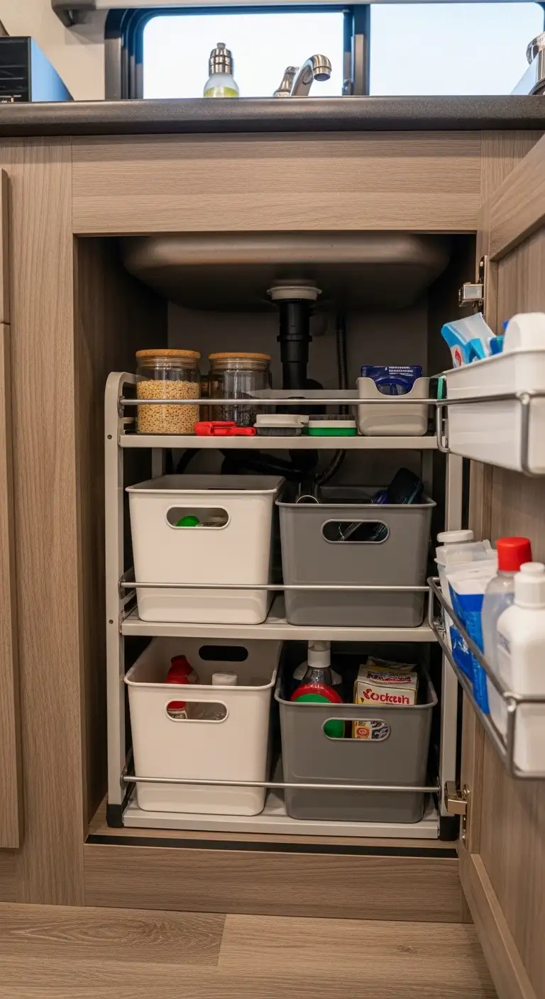 Under-Sink Storage Optimization in Camper Kitchen Organization