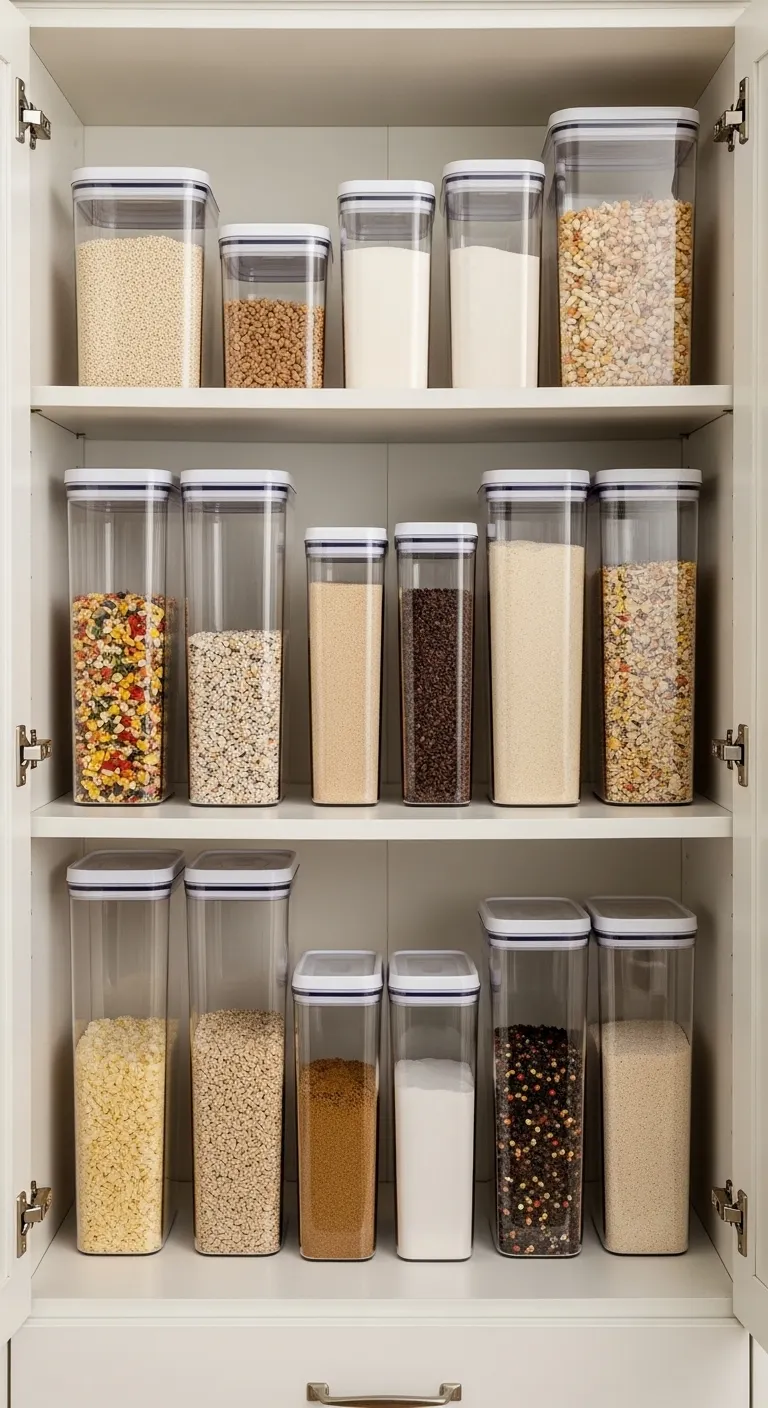 Use Clear Storage Containers for Organized Kitchen Cabinets