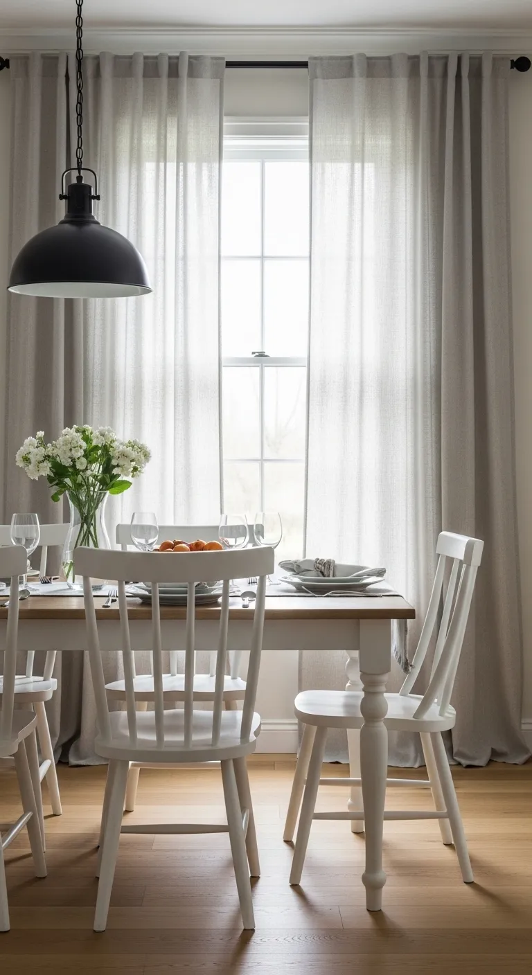 Use Light Curtains to Brighten Your Cottage Dining Room
