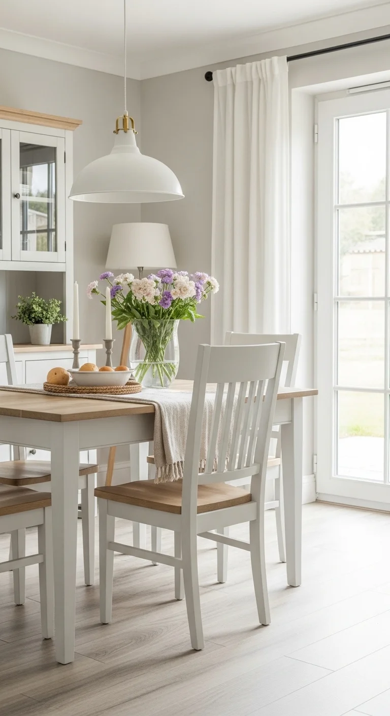 Use Soft Neutral Colors for a Calming Cottage Dining Room