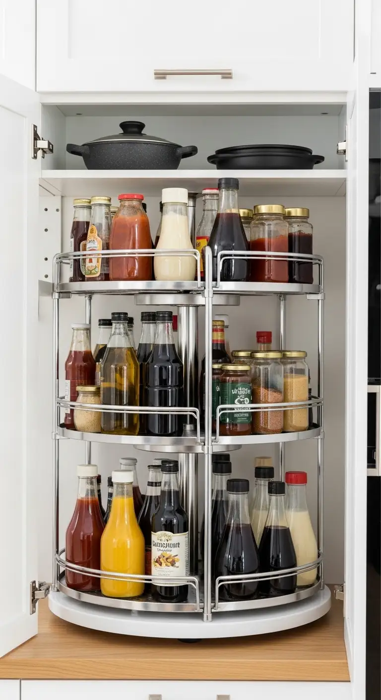 Use a Lazy Susan for Accessible Countertop Storage