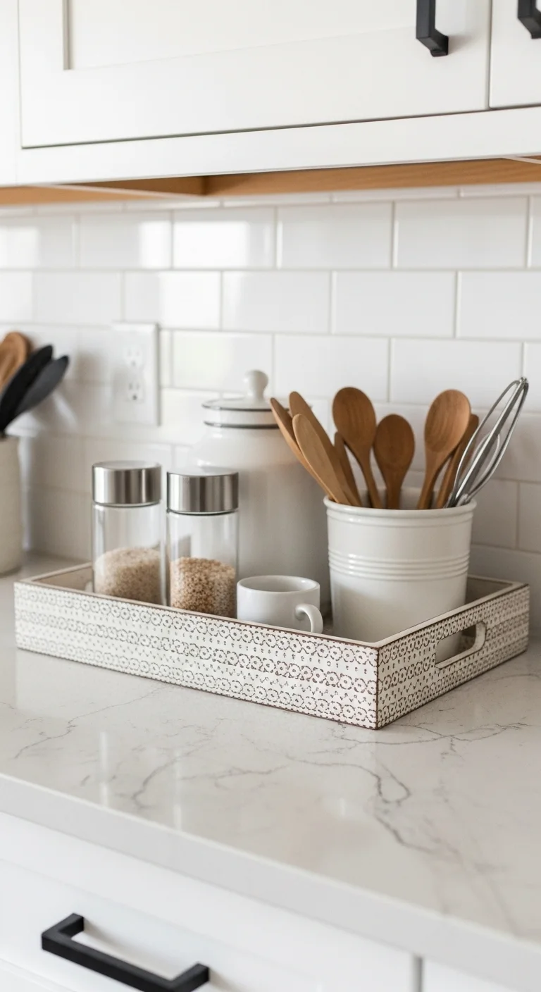 Use a Tray to Organize Kitchen Countertop Storage Zones