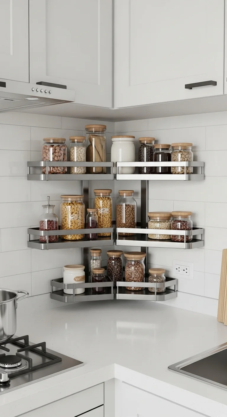 Utilize Corner Space for Smart Kitchen Countertop Storage