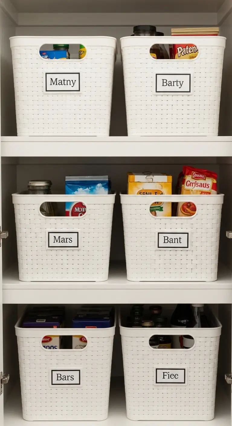 Utilize Stackable Baskets to Maximize Vertical Pantry Space