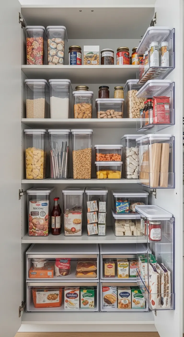 Vertical Stacking System for Maximizing Pantry Cabinets Organization Space
