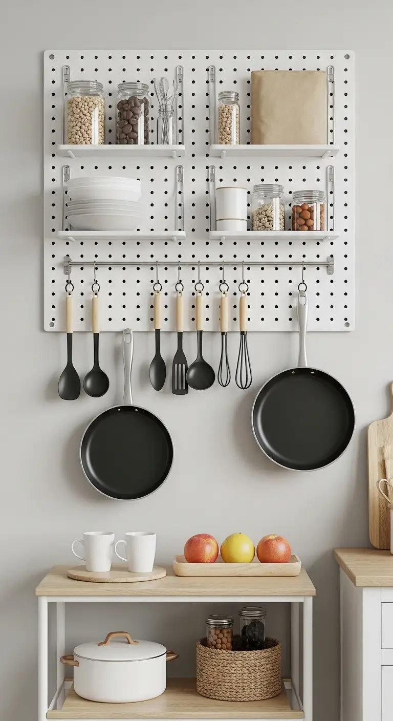 Wall-Mounted Pegboards for Utensil and Tool Organization Efficiency
