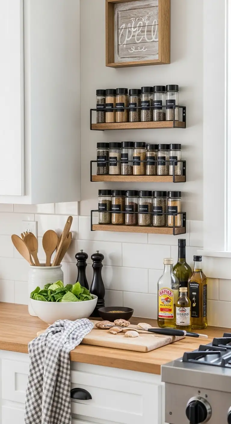 Wall-Mounted Spice Racks for Efficient Seasoning Storage