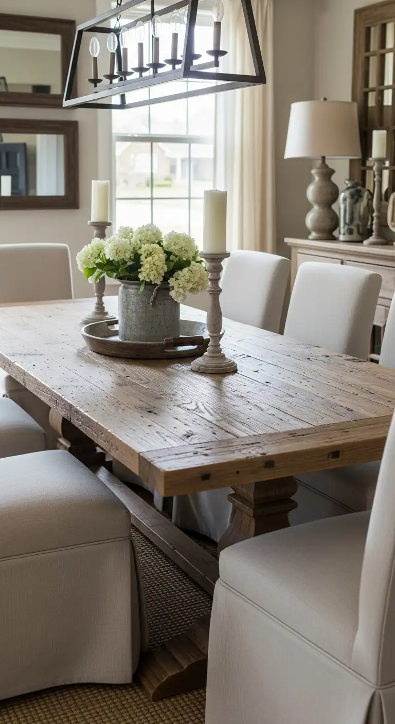 Weathered Wooden Dining Tables as a Focal Point