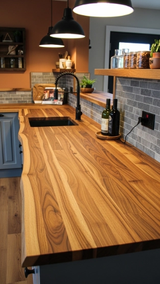 Acacia Wood Kitchen Countertops with Bold Natural Patterns