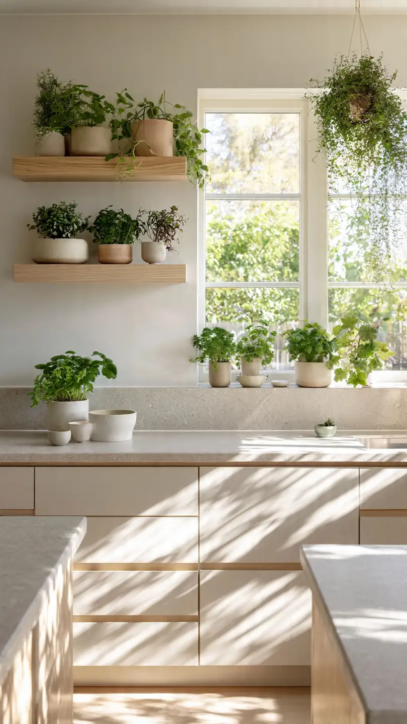 Add Indoor Plants for Fresh Scandinavian Kitchen Design Energy