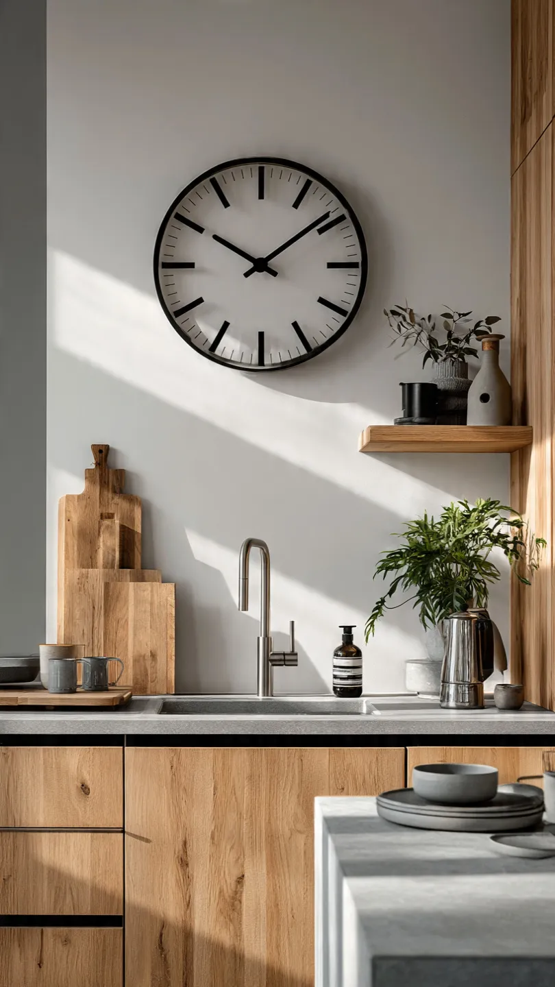 Add Minimalist Clock Designs Above Kitchen Sink Areas