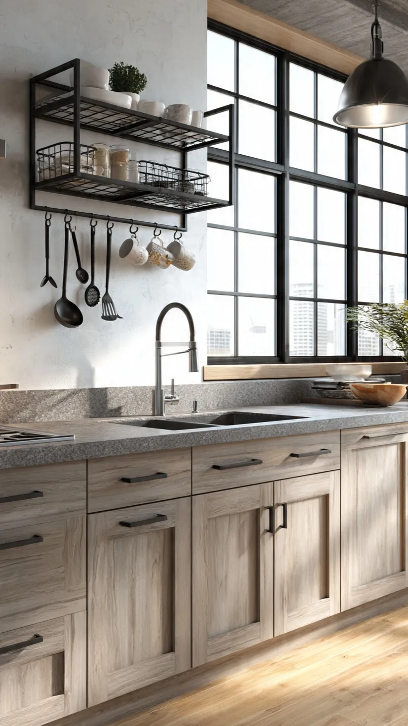 Add Open Metal Racks Above Kitchen Sink Storage Areas