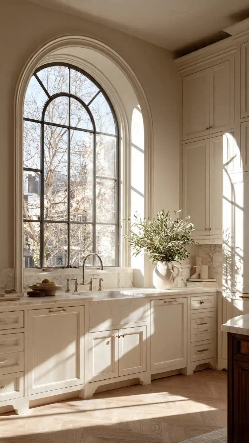 Arched Kitchen Windows Above Sink for Architectural Elegance