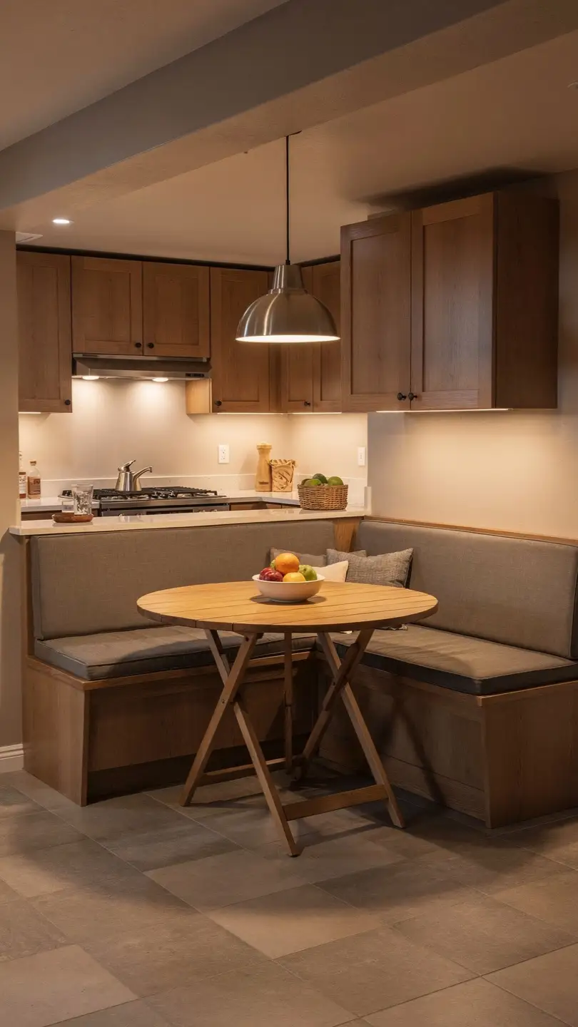 Basement Kitchenette With a Compact Dining Nook