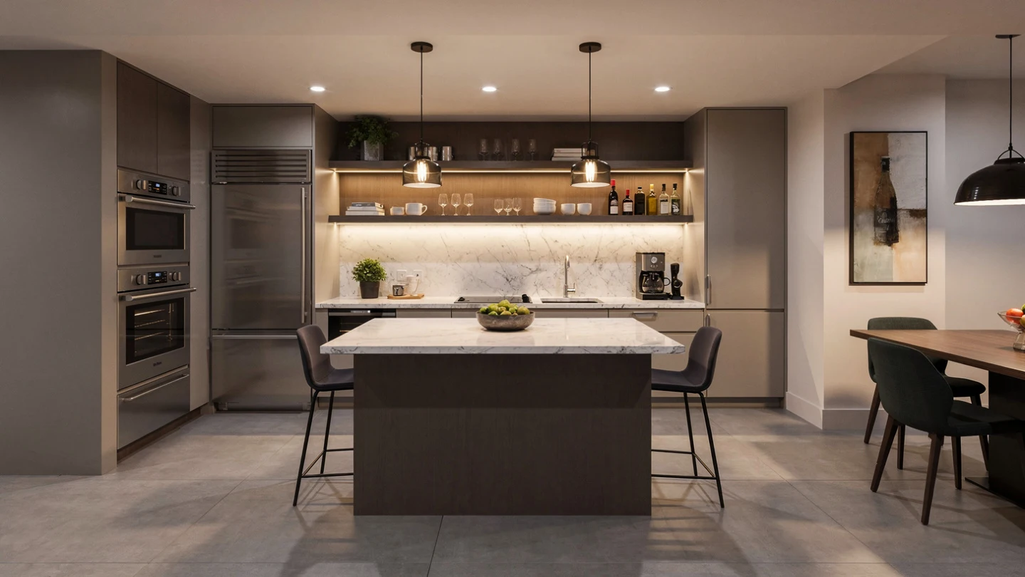 Basement Kitchenette with Island