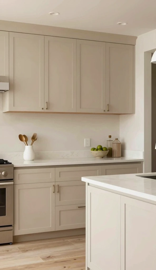 Beige Cabinets with Cream Countertops