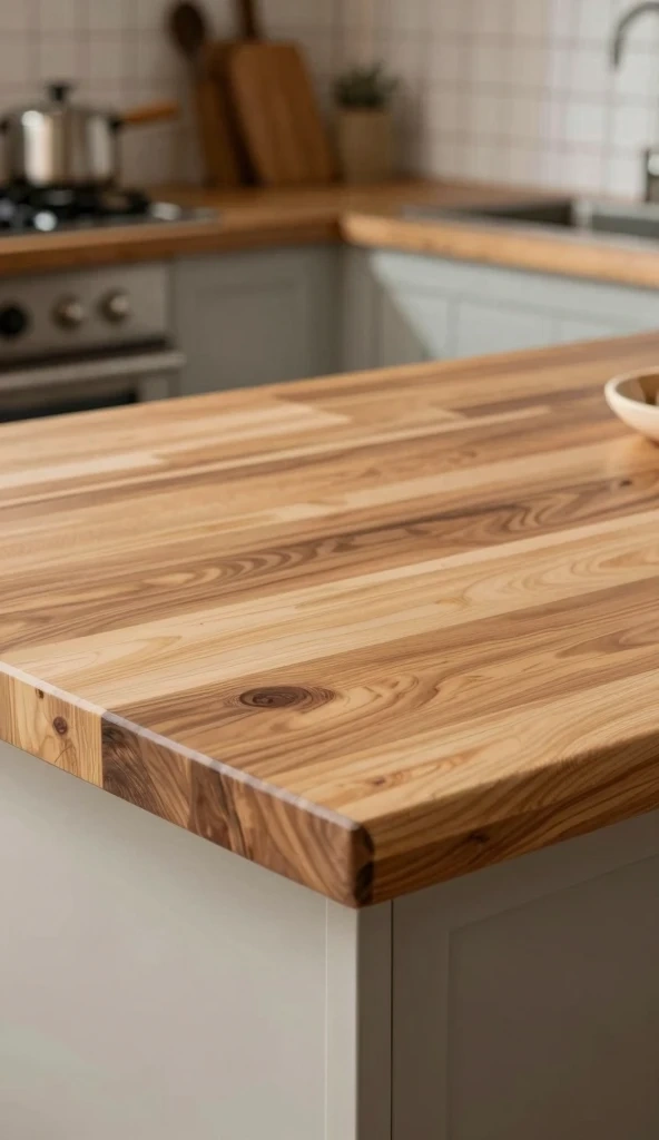 Butcher Block Kitchen Countertops for Warm, Natural Texture