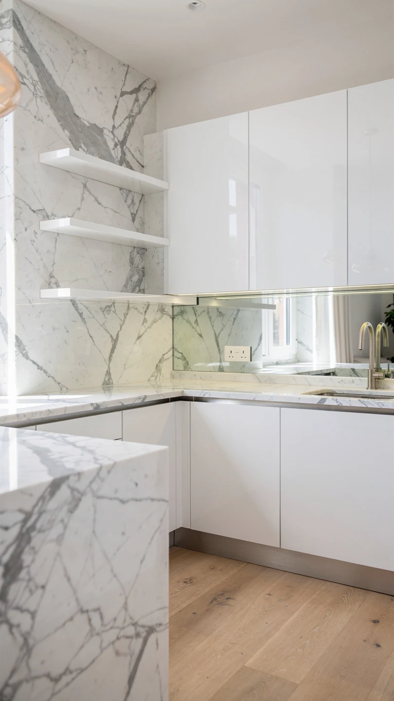 Calacatta Marble Countertops in Small Kitchen Layouts