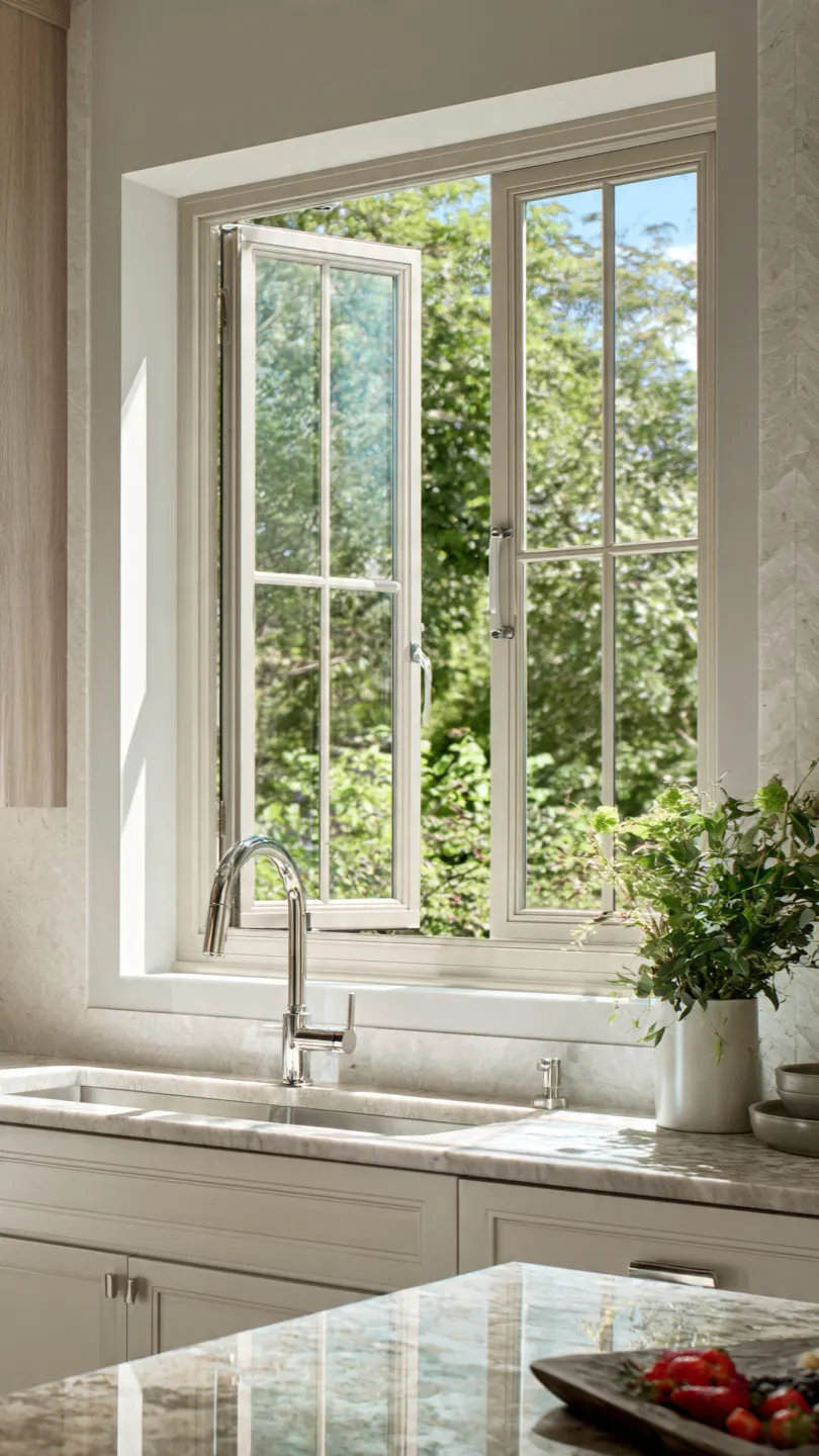 Casement Window Over Sink for Maximum Air Circulation