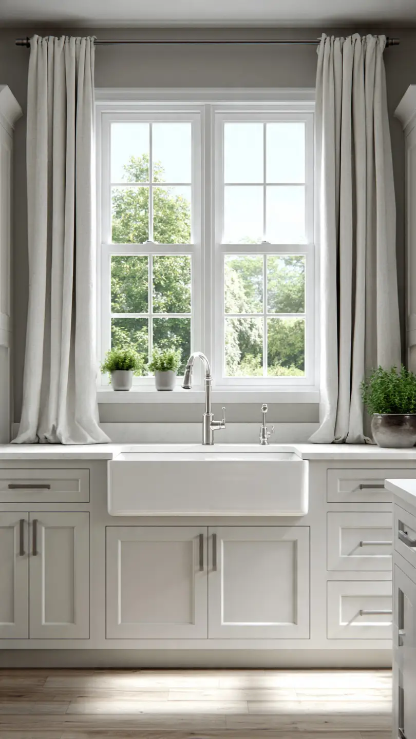 Classic Double Hung Kitchen Windows Above Sink for Timeless Appeal