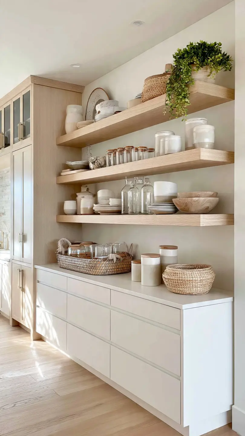 Combine Open Shelving with Scandinavian Kitchen Cabinets for Airy Storage