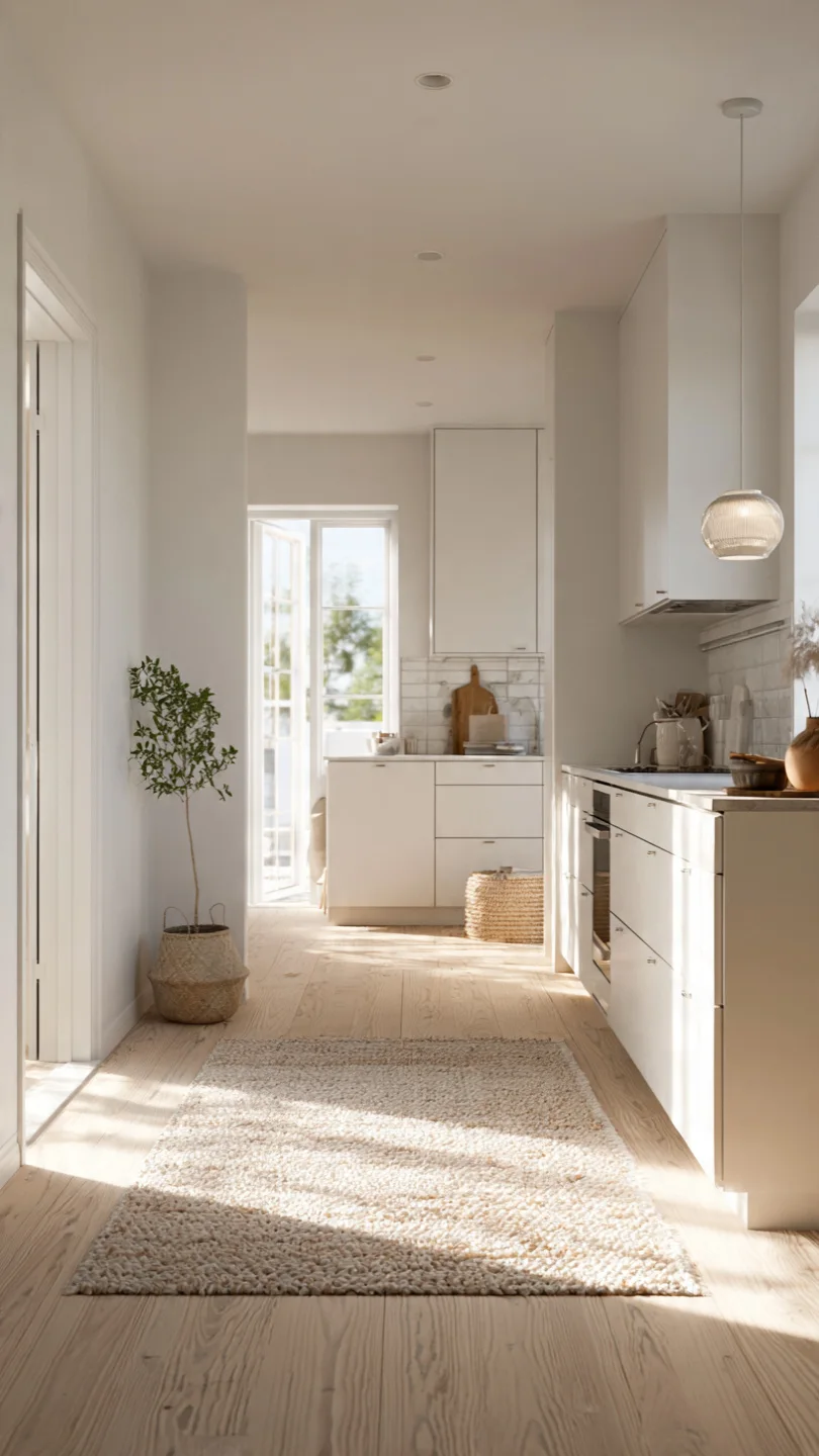 Combine White Walls with Warm Wooden Flooring