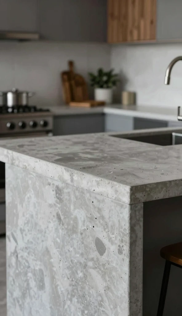 Concrete Kitchen Countertops for Industrial Style Appeal
