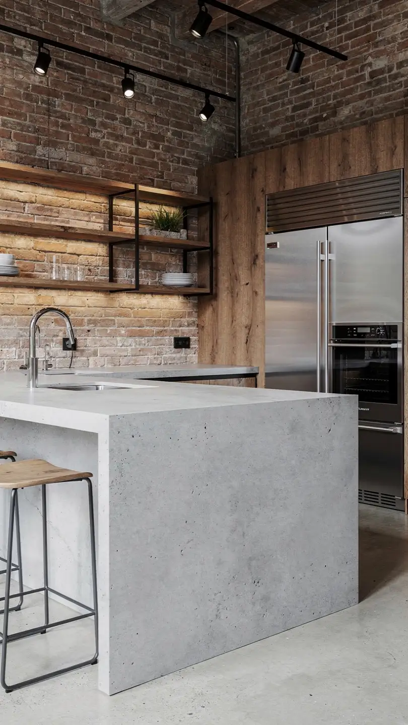Concrete Style Ceramic Slab Countertops for Industrial Charm