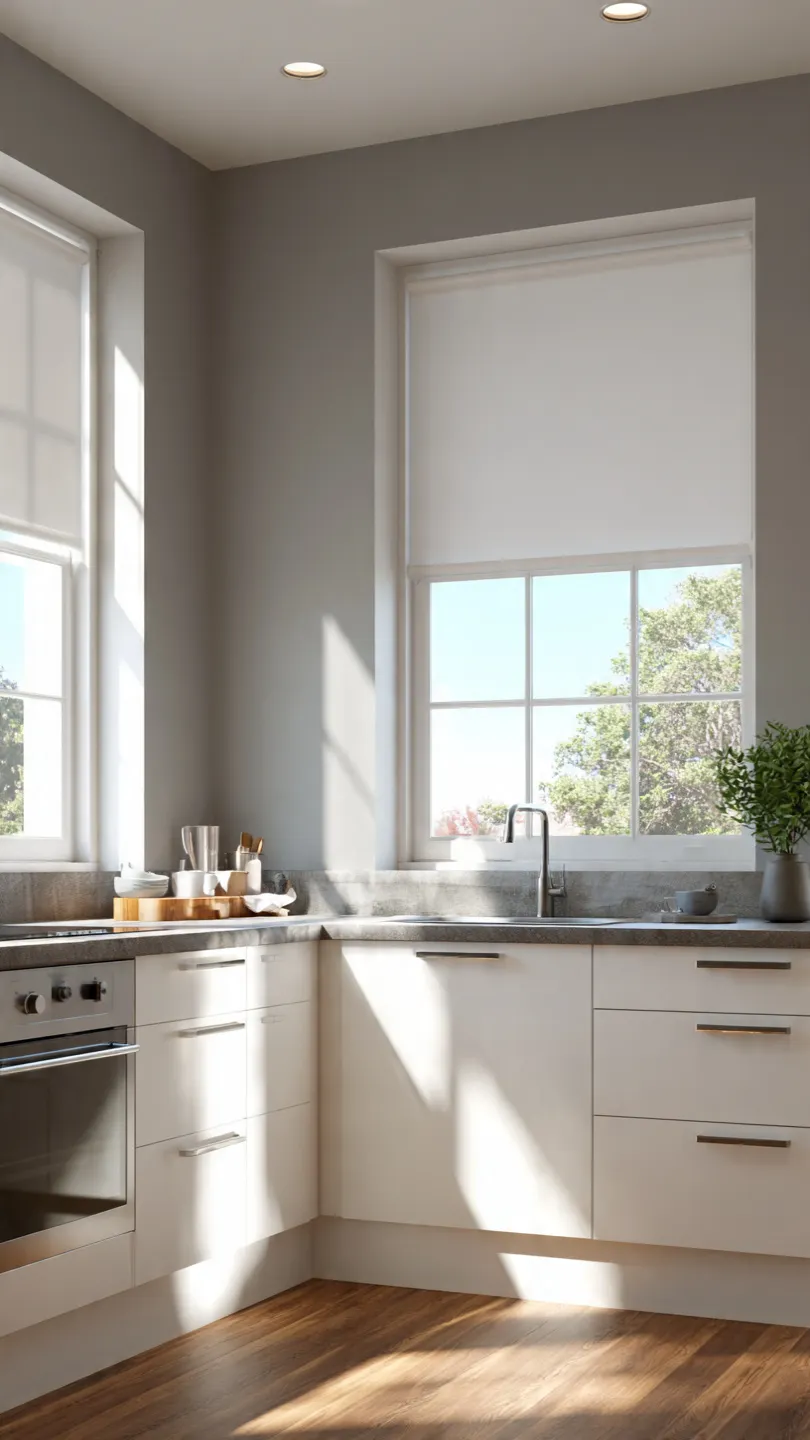 Cordless Blinds for Safe and Modern Kitchen Window Treatments Above Sink