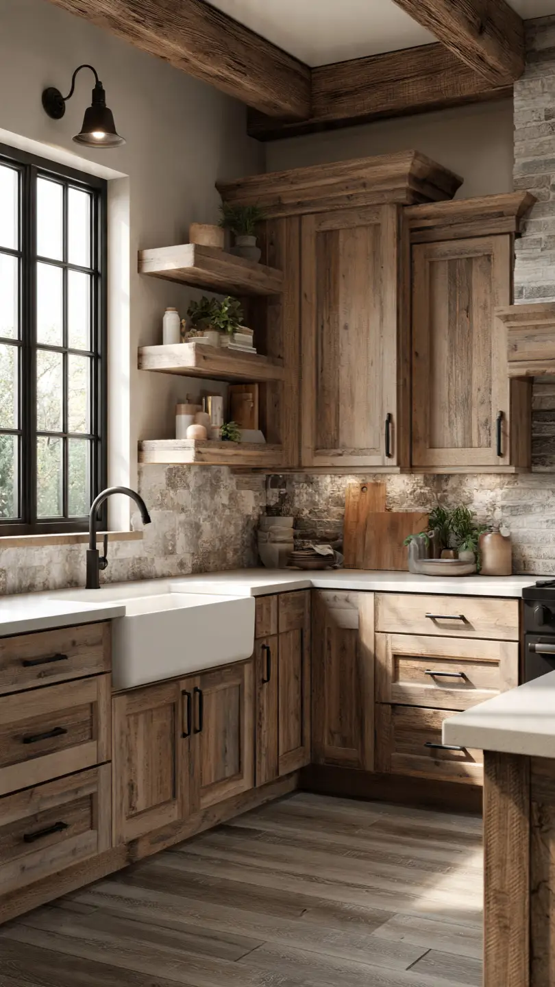 Corner Farmhouse Sink Design for Rustic Kitchen Charm