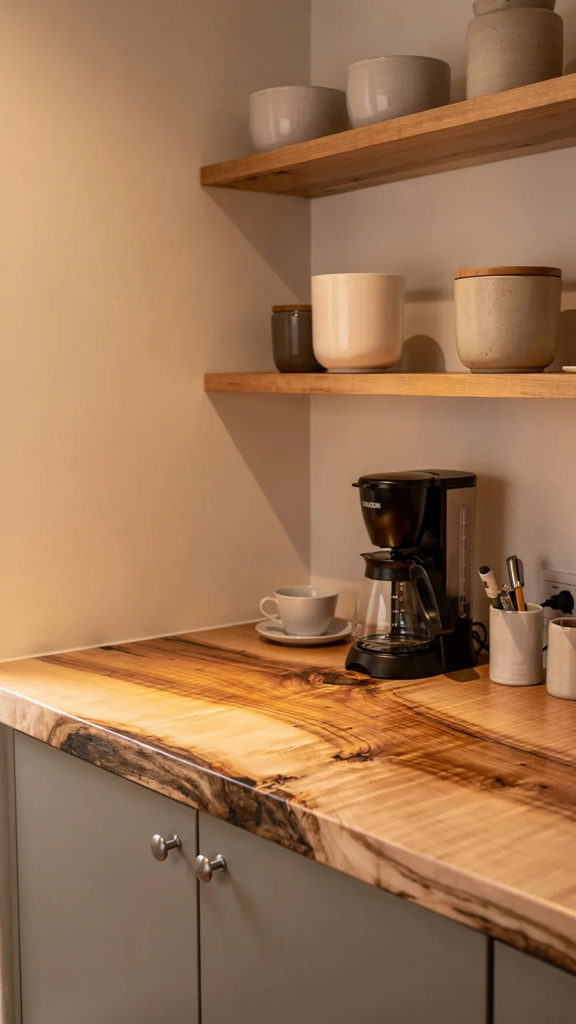 Create a Minimalist Coffee Station Using Compact Maple Countertops