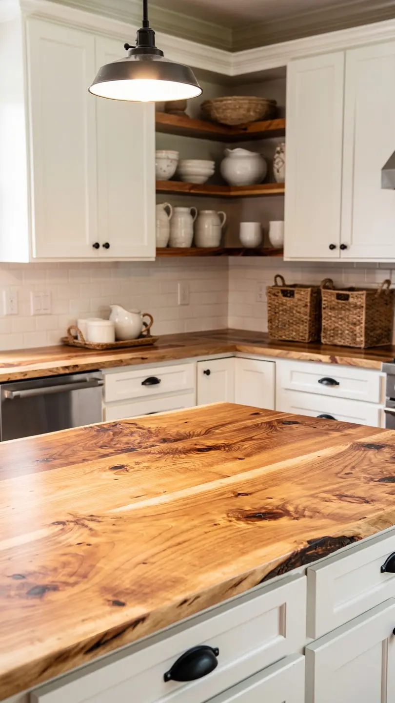 Create a Warm Farmhouse Kitchen With a Rustic Maple Slab Countertop