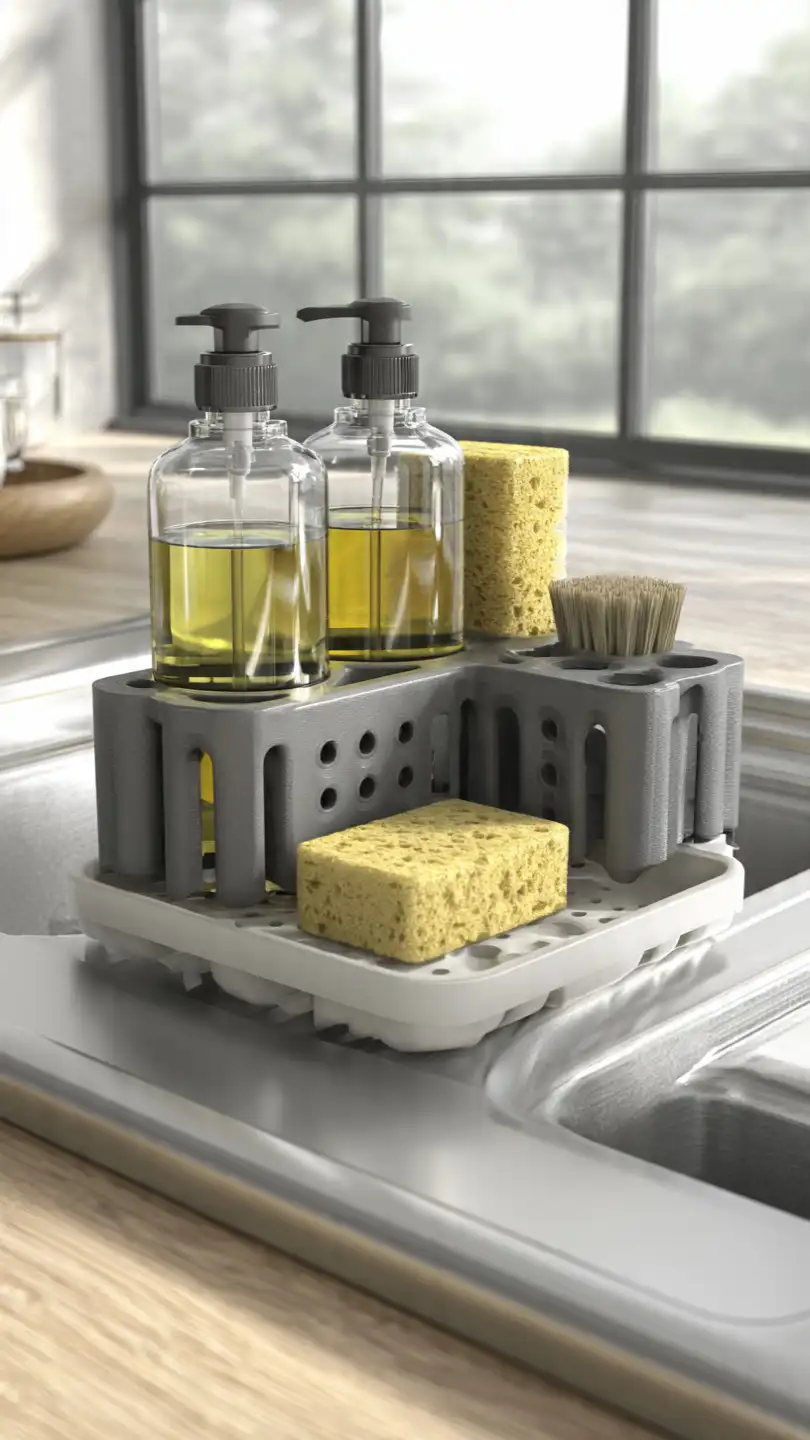 Dual-Compartment Kitchen Sink Soap Tray for Organized Storage Efficiency