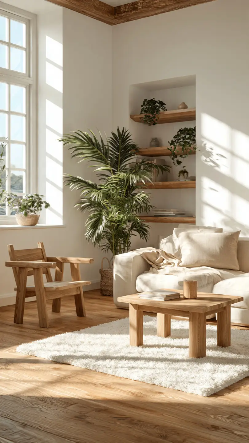 Embrace Bright White Walls With Warm Wooden Accents
