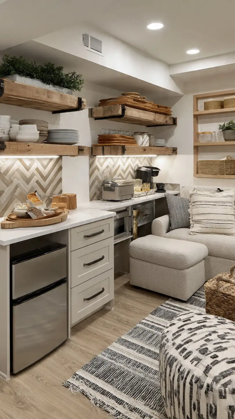Entertainment Hub Basement Kitchenette No Sink Design