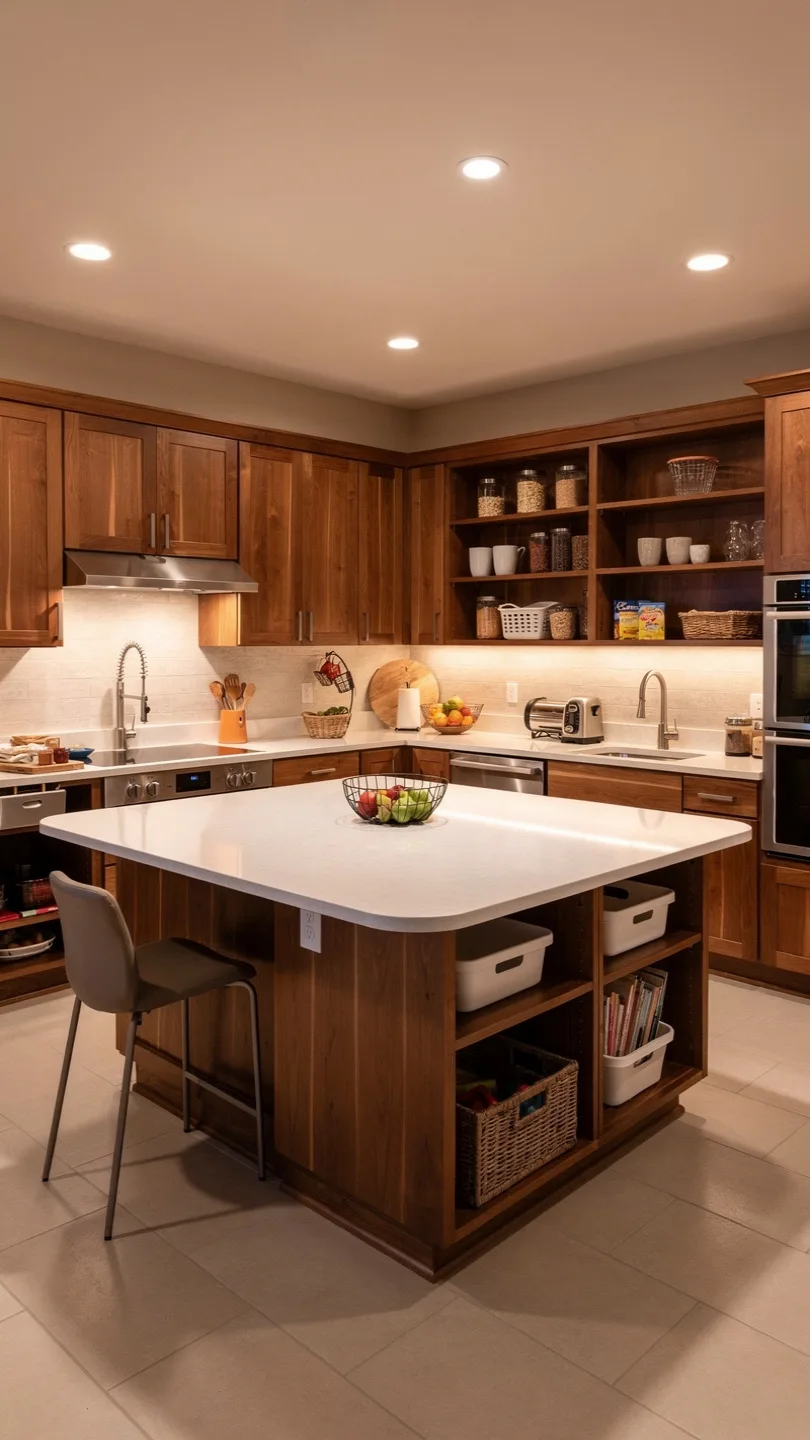 Family-Friendly Basement Kitchenette with Island Layout