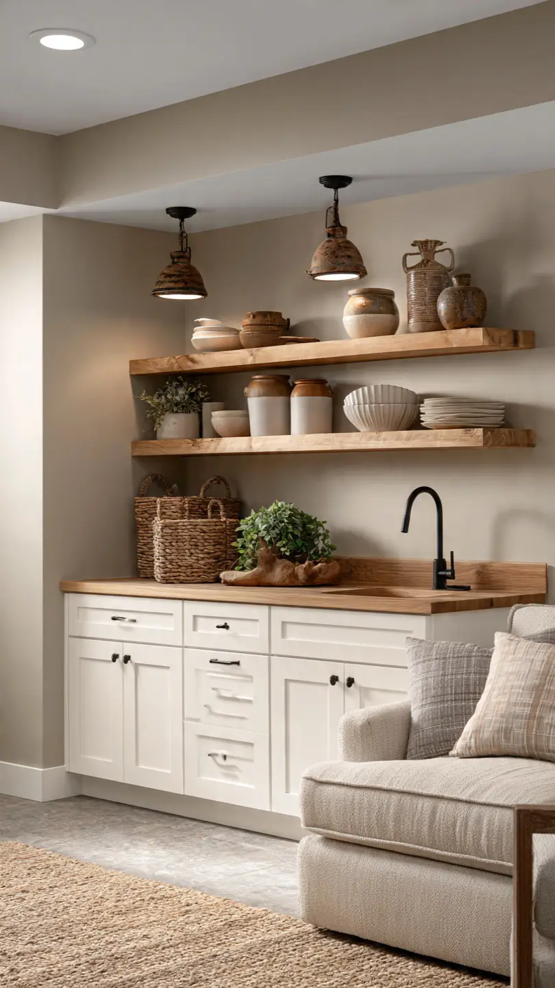 Farmhouse Basement Kitchenette No Sink Concept